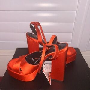 Zara Bold Orange Platform Heels